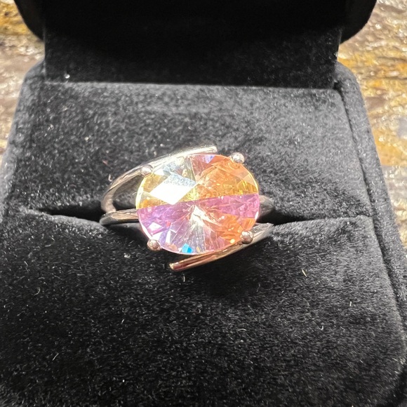 Pink/peach tone silver ring size 7 - Picture 7 of 8